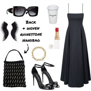 Black & Woven Rhinestone Bag